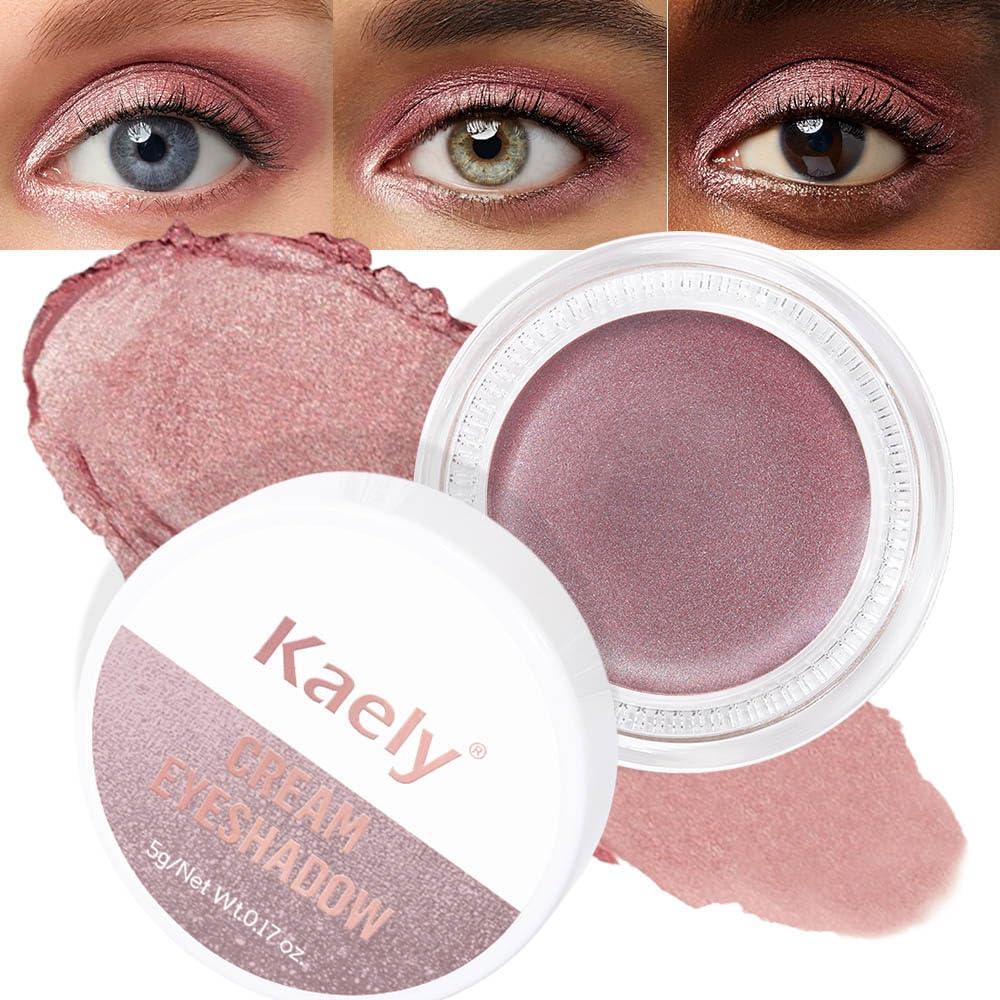 Kaely Single Cream Eyeshadow Pot, Rose Shimmer Eye Shadow for Older Women High Pigmented Waterproof, Natural Eyeshadow Palette Makeup Brightener, sombras en crema para ojos, Blendable, 27-Velvo Beauty