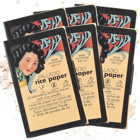 Palladio Face Blotting Tissue Sheets Made from Natural Rice Powder for Oily Skin, Oil Absorbing Paper, 2 Sided, Instant Results, Warm Beige, 40 Count-Velvo Beauty