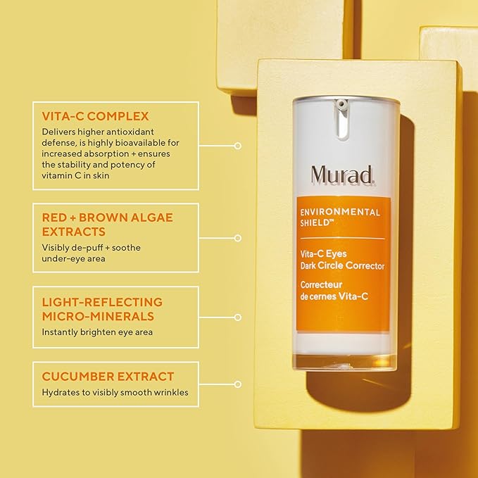 Murad Vita-C Eyes Dark Circle Corrector – Environmental Shield Vitamin C Brightening Serum – Anti-Aging Treatment for Puffiness and Wrinkles, 0.5 Fl Oz-Velvo Beauty