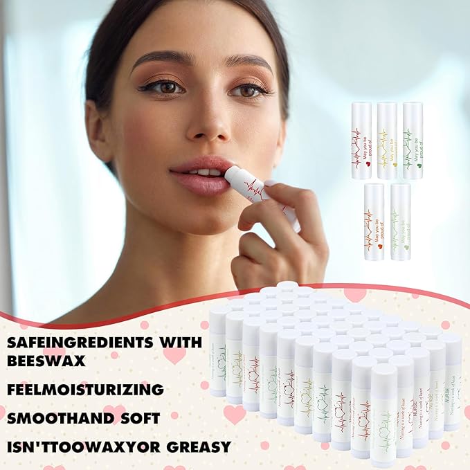 50 Sets Nurse Lip Balm Gifts Bulk Moisturizing Nurse Lip Balm with 50 Organza Drawstring Gift Bags 50 Tags Nurse Day Nurse Week Nurse Student Graduate Appreciate Gifts Bulk(Nurse)-Velvo Beauty