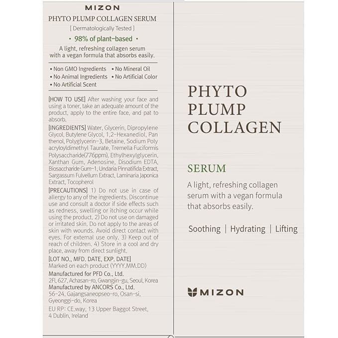 MIZON Phyto Plump Collagen Special Duo Set - Phyto Plump Eye Gel Patch & Serum Vegan Formula, Vegan Skincare Kit, Korean Skincare-Velvo Beauty
