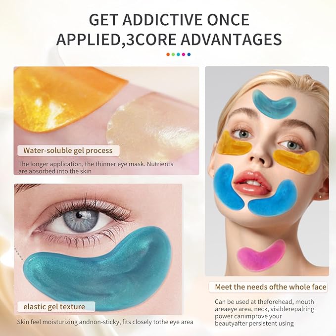 Premium Under Eye Patches, Gel Eye Patches Hydrating & Refresh for Puffy Eyes, Under Eye Bags & Dark Circles, Natural Collagen Eye Gels Pads, Crystal Anti-Aging Eye Mask (Light blue)-Velvo Beauty