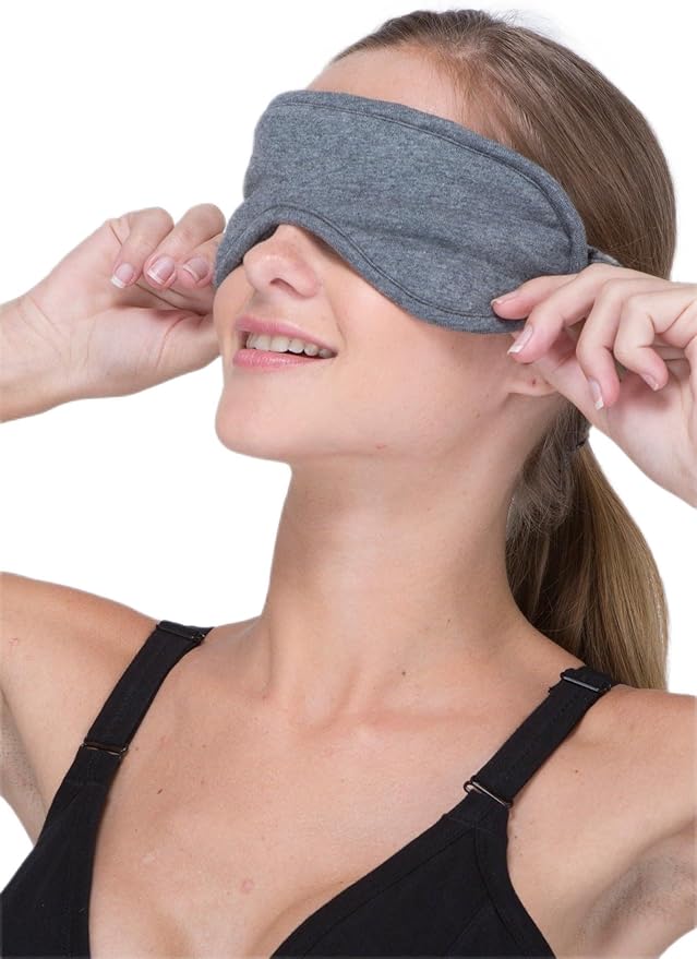 Cottonique Hypoallergenic Sleep Eye Mask Made from 100% Organic Cotton (Melange Grey, Free Size)-Velvo Beauty