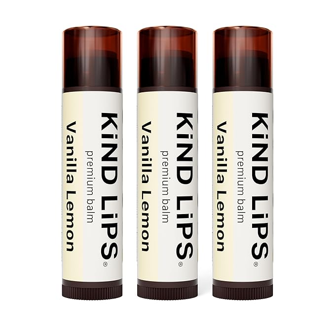 Kind Lips Lip Balm - Nourishing & Moisturizing Lip Care for Dry Lips with Shea Butter, Beeswax & Vitamin E | Vanilla Lemon Flavor | 0.15 Oz (Pack of 3)-Velvo Beauty