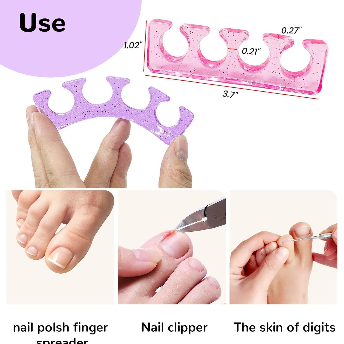 SUNFATT Toe Separators,Toe Spacers for Women,Toe Separators Use for Separation of Toenails or Nails as Well as Polishing of Nail Polish.(Thin)-Velvo Beauty