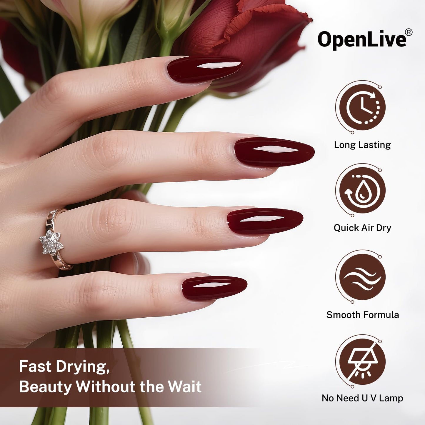 16.5ml Brown Nail Polish Large Volume Quick Drying Nail Polish, Fast Drying and Long Lasting Color Nail Art DIY Home Manicure Gift for Women-Velvo Beauty