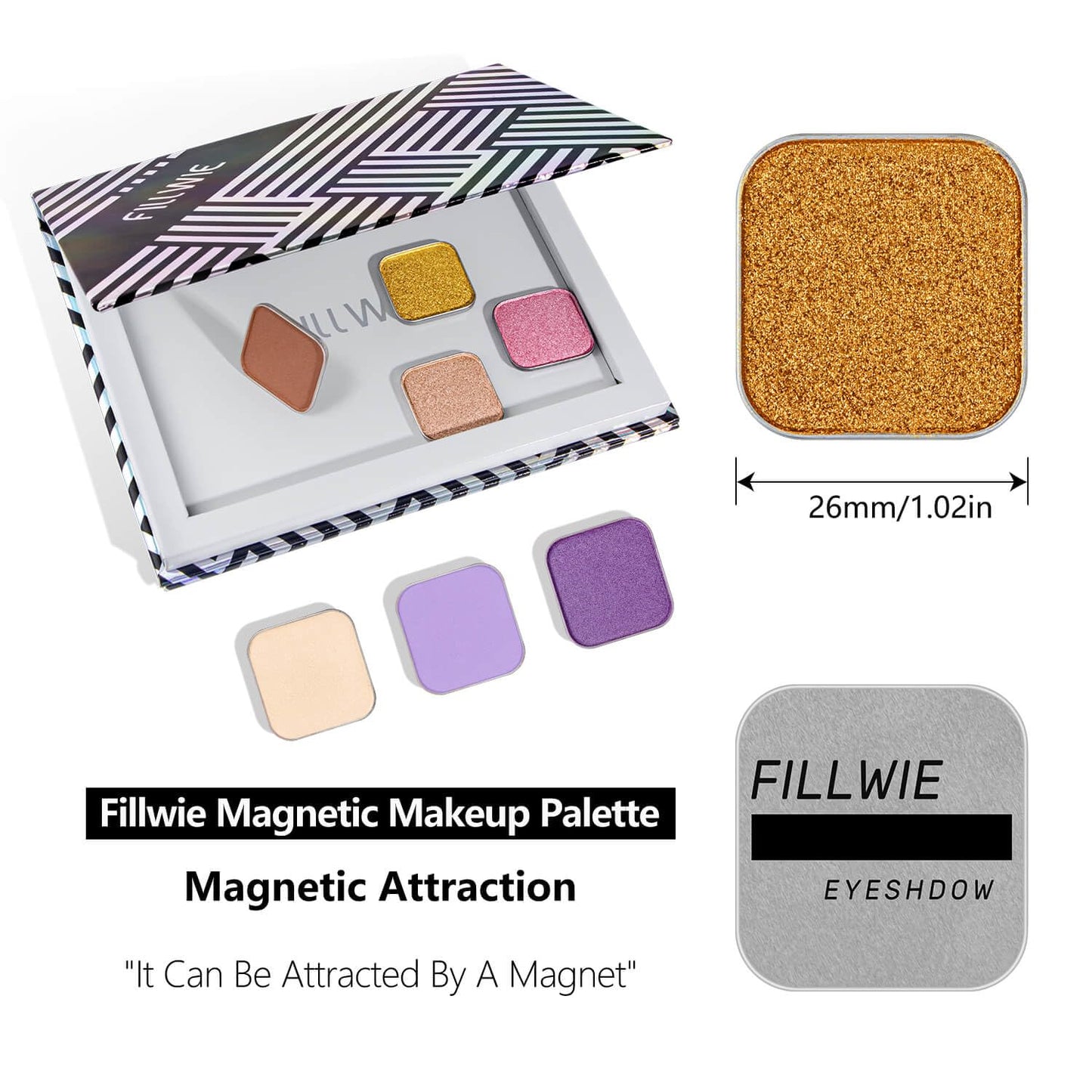 Magnetic single shimmer gold eyeshadow with metal pan, subtle shimmer orange eyeshadow refill pan, mini palette for empty magnetic palette (Ginger Gleam)-Velvo Beauty