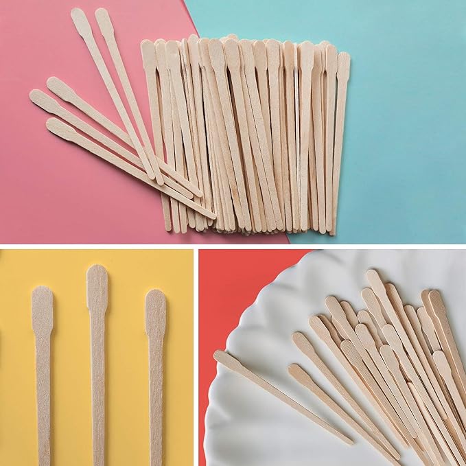 Mibly 250 Pcs Wooden Wax Sticks - Eyebrow, Lip, Nose Small Waxing Applicator Sticks for Hair Removal and Smooth Skin - Spa and Home Usage-Velvo Beauty