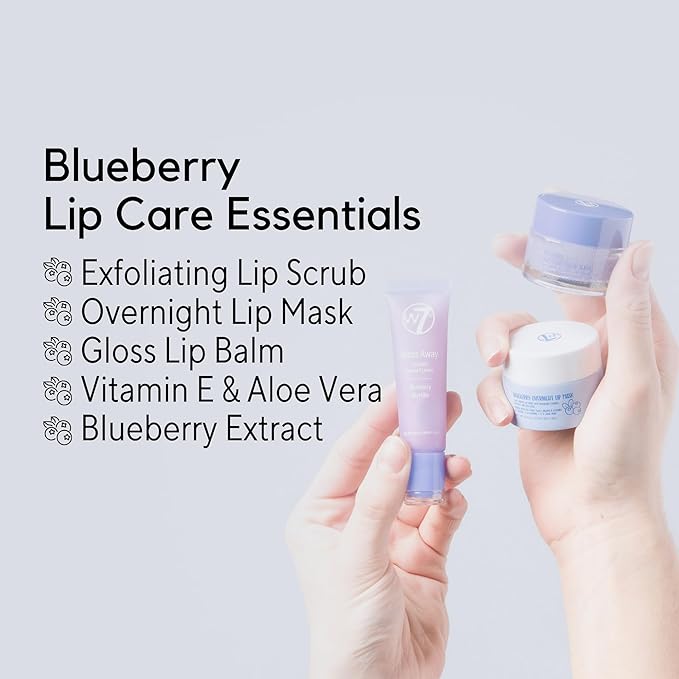 W7 Sweet Dreams Lip Care Trio - 3 Piece Set - Overnight Lip Mask, Lip Balm & Lip Scrub - Blueberry-Velvo Beauty