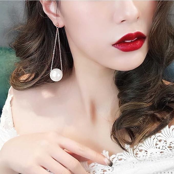 Vintage Pearl Earrings Long Pearl Stud Earrings Boho Gold Pearl Pendant Earrings Big Pearl Dangling Earrings Jewelry for Women and Girls-Velvo Beauty