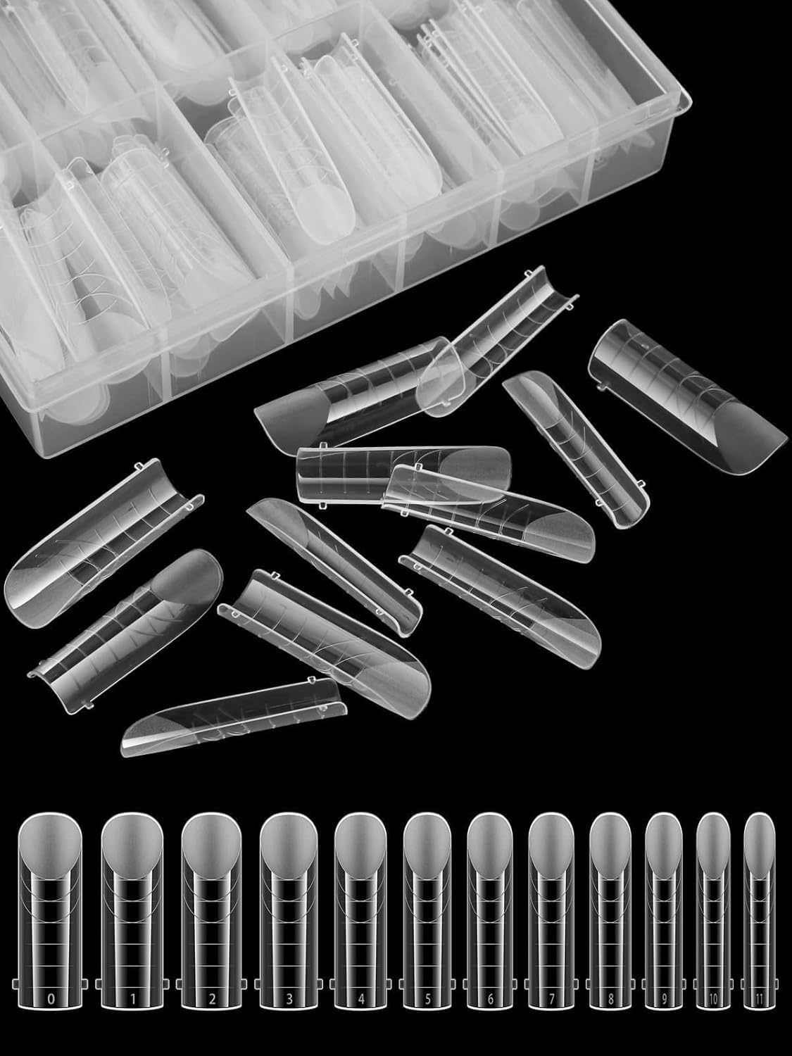 EBANKU Poly Gel Nail Forms, 120Pcs Coffin Matte Dual Nail Forms Clear Nail Molds Square Full Cover Nail Tips for Nail Extension Nail Art DIY 12 Sizes-Velvo Beauty
