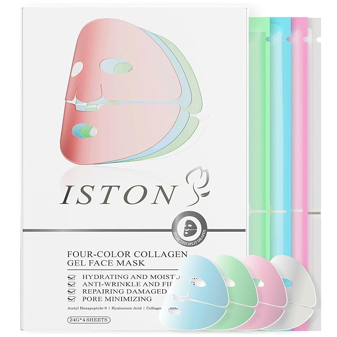 ISTON 4-in-1 Bio-Collagen Real Deep Mask Set -Plump Sagging Skin,Deep Hydration,Soothe & Repair,Nourish & Firm, Overnight Hydrogel Mask for All Skin Type-Velvo Beauty