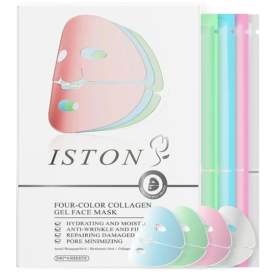 ISTON 4-in-1 Bio-Collagen Real Deep Mask Set -Plump Sagging Skin,Deep Hydration,Soothe & Repair,Nourish & Firm, Overnight Hydrogel Mask for All Skin Type-Velvo Beauty
