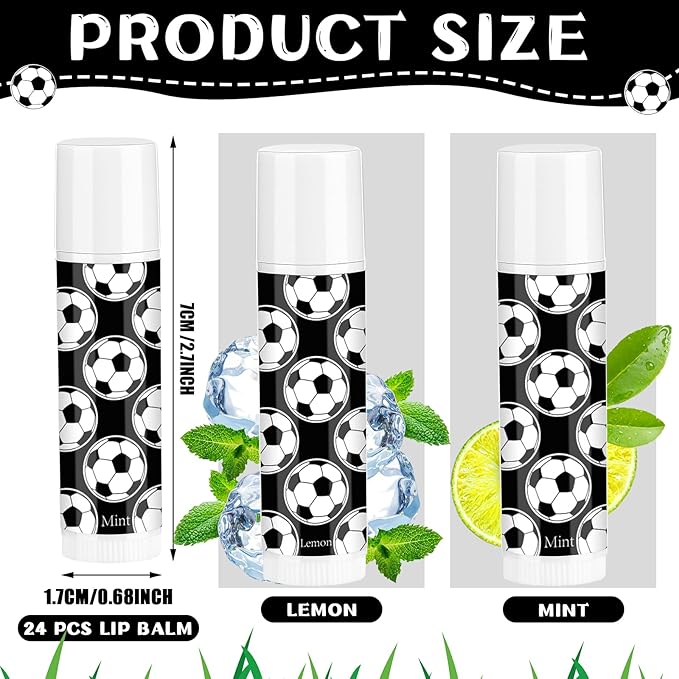24 Pcs Soccer Lip Balm Soccer Team Gifts Soccer Party Favors Soccer Lip Balm Gift for Soccer Team Soccer Party Guest Supplies-Velvo Beauty