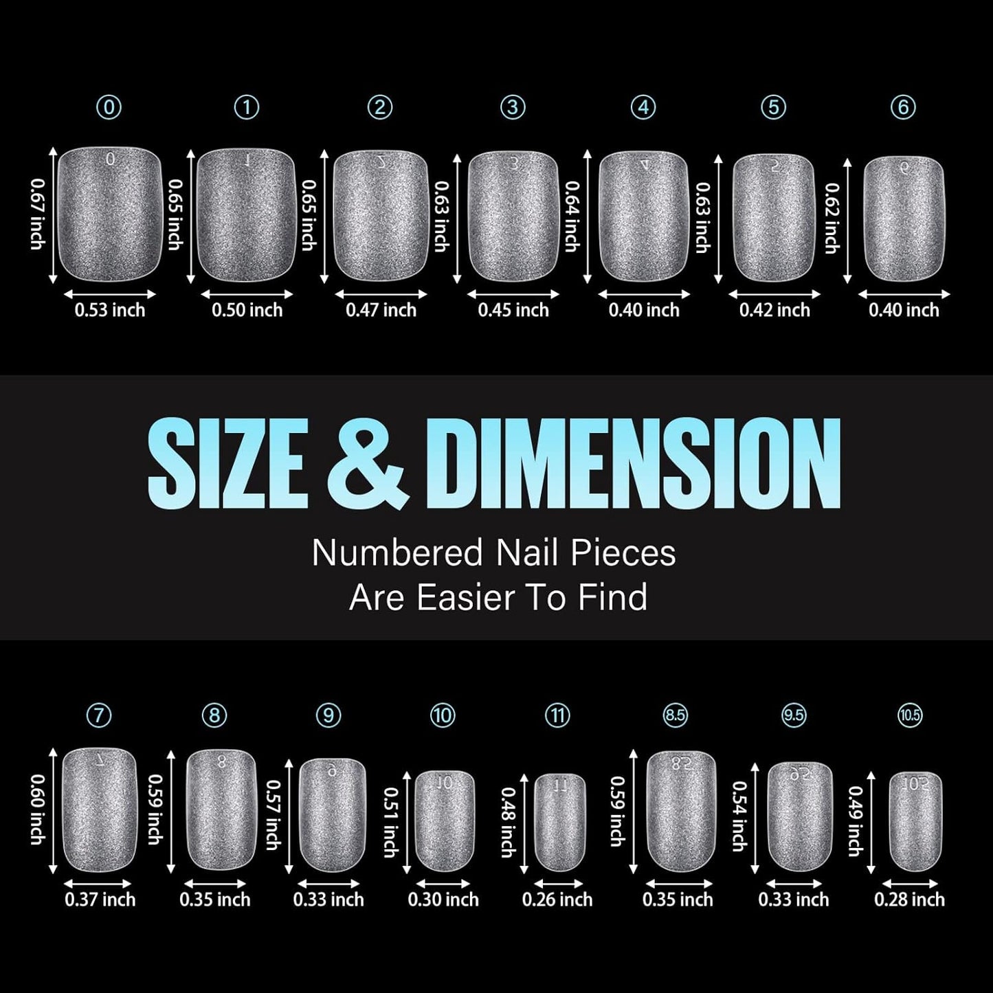 TOMICCA Extra Short Square Nail Tips, 240Pcs Acrylic Full Cover False Press on Nails Tips, 15 Sizes Pre-shaped Double-sided Matte Gel Fake nails for Extension-Velvo Beauty