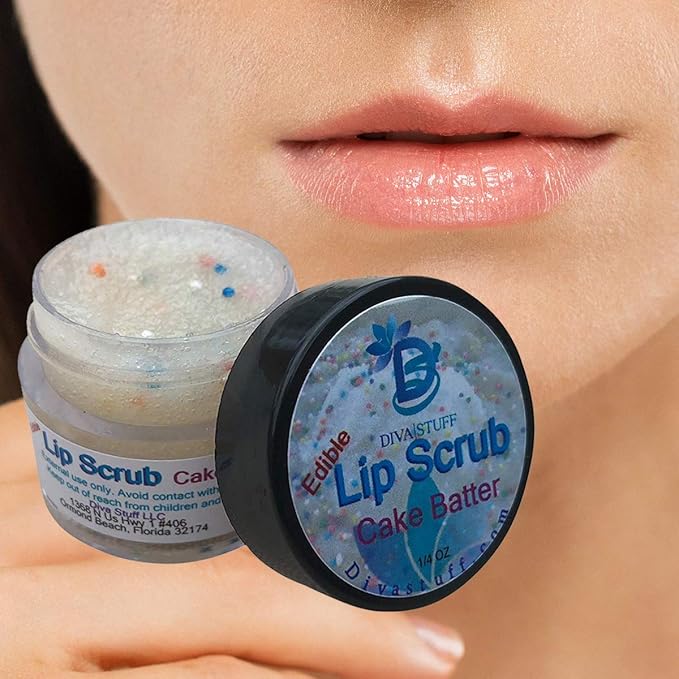 Diva Stuff Ultra Hydrating Lip Scrub for Soft Lips, Gentle Exfoliation, Moisturizer & Conditioner, Cake Batter Flavor – ¼ oz (Made in the USA)-Velvo Beauty