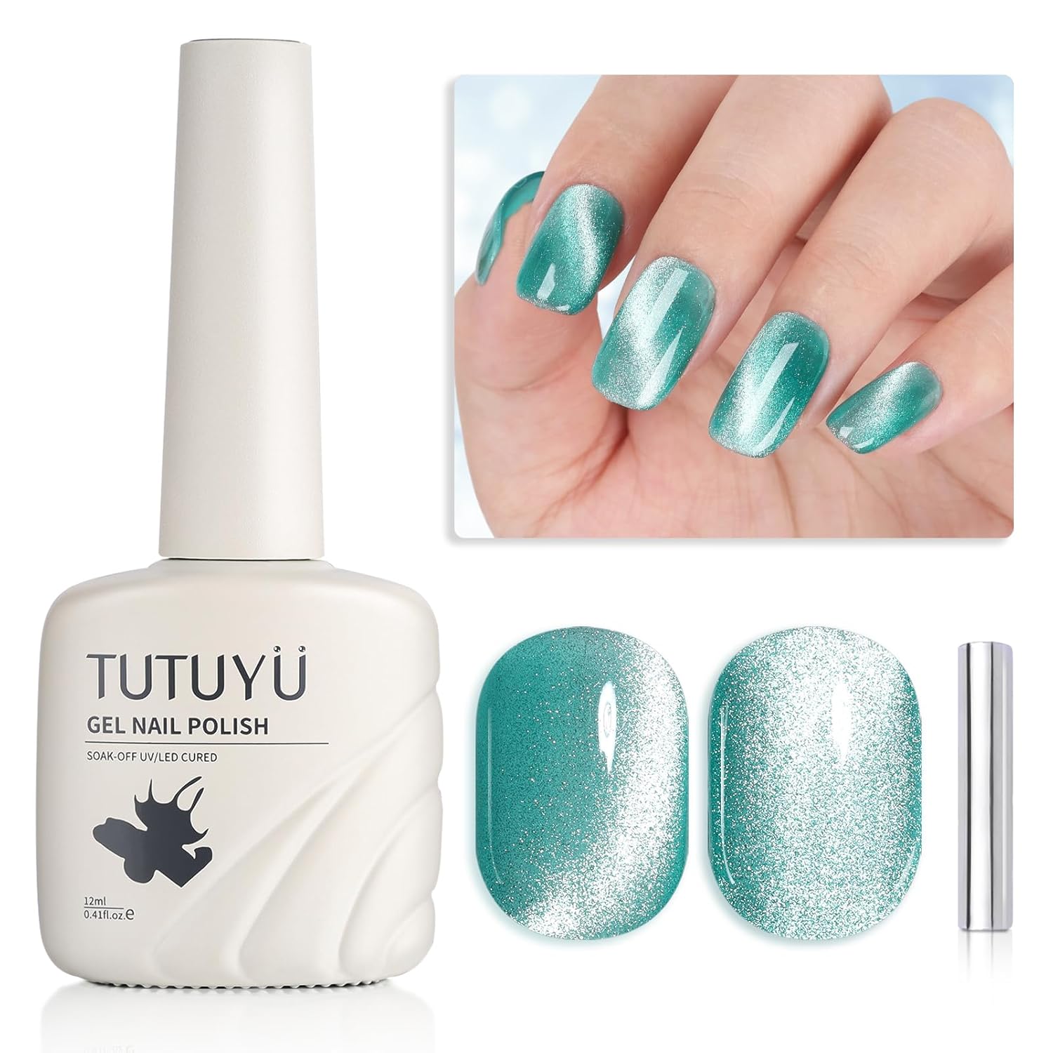 Light Blue Cat Eye Gel Nail Polish - Perfect for DIY at Home & Ideal Gift for Nail Art Lovers!-Velvo Beauty