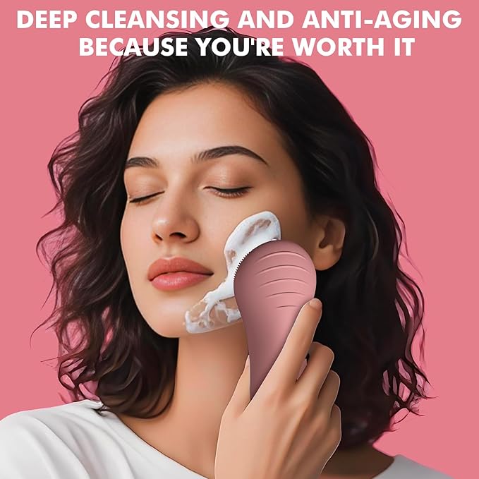 LZP Facial Cleansing Brush, Silicone Electric Exfoliator Scrubber with 6 Speeds, Rechargeable Face Scrubber for Cleansing, Exfoliating and Massaging, Waterproof Face Scrub Brush for Men & Women-Velvo Beauty