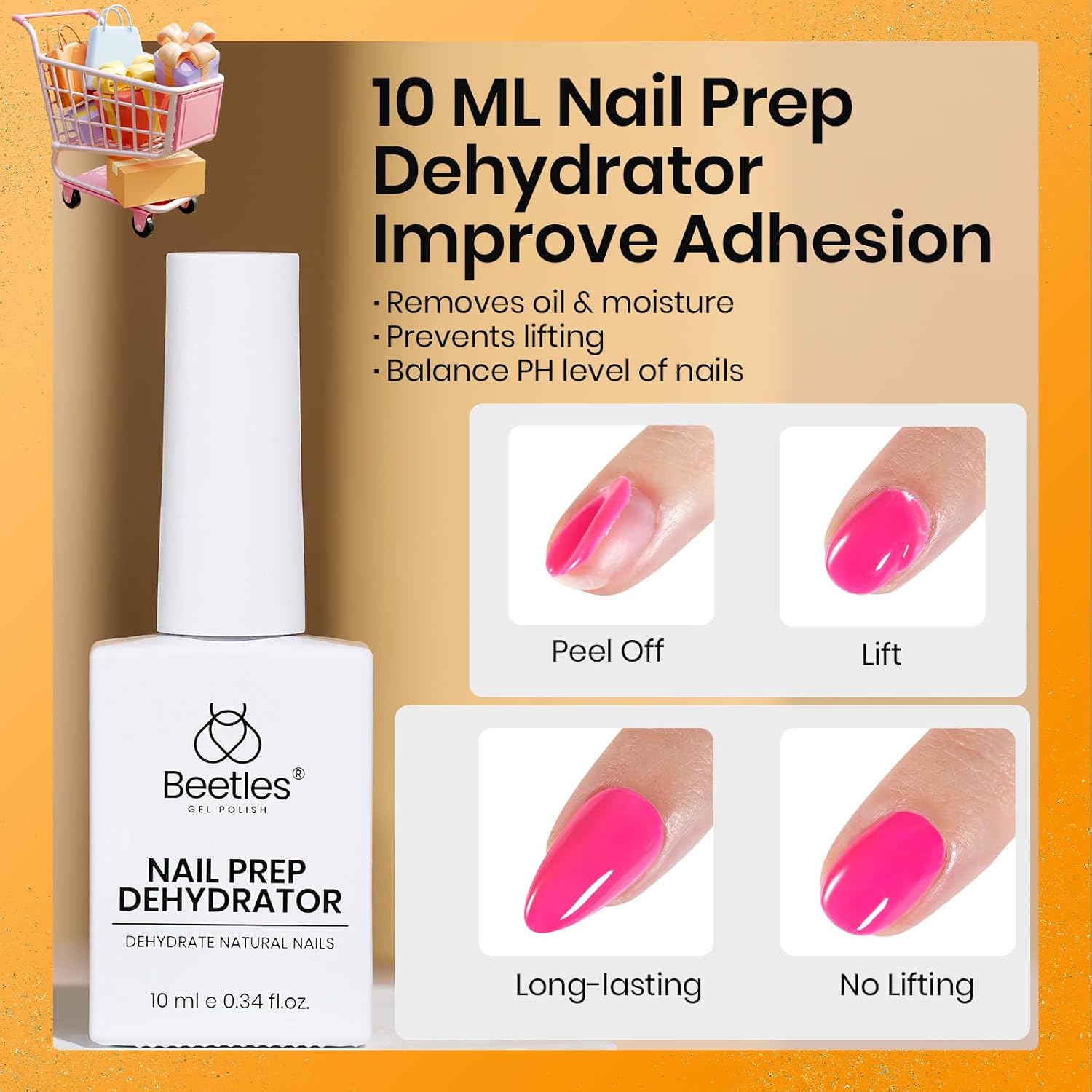 Beetles 9 In 1 Gel Nail Glue Nail Dehydrator Kit for Acrylic Nails Acid Free & Hema-Free Professional Dehydrator Prep for U V Gel Polish Long Lasting Led Lamp Required-Velvo Beauty