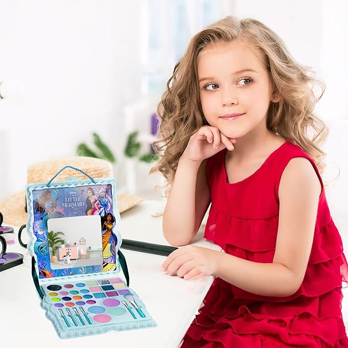 Disney’s The Little Mermaid Eye Lip and Face Beauty Soft Case Makeup Pallete for Girls Ages 3+ Perfect for Parties, Sleepovers & Makeovers-Velvo Beauty