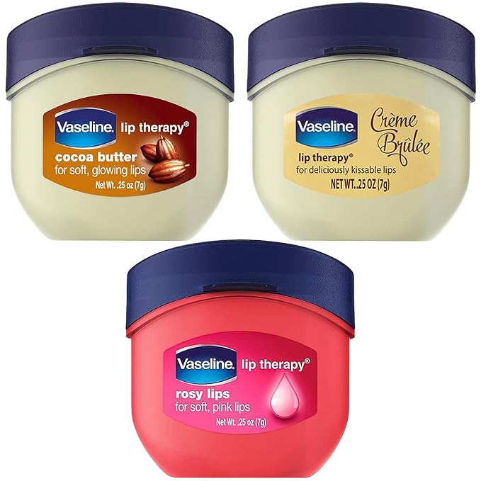 Vaseline Lip Therapy Bundle - Creme Brulee, Rosy Lips & Cocoa Butter, 0.25 Ounce (Pack of 3)-Velvo Beauty