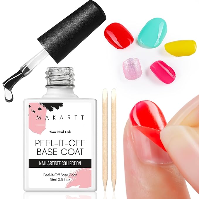 Makartt Peel Off Gel Base Coat: 15ML UV Peelable Base for Gel Nail Polish, Press-On, Nail Tips – Easy Removal, No Soak-Off, UV LED Lamp Required, for Beginners Thin Nails-Velvo Beauty