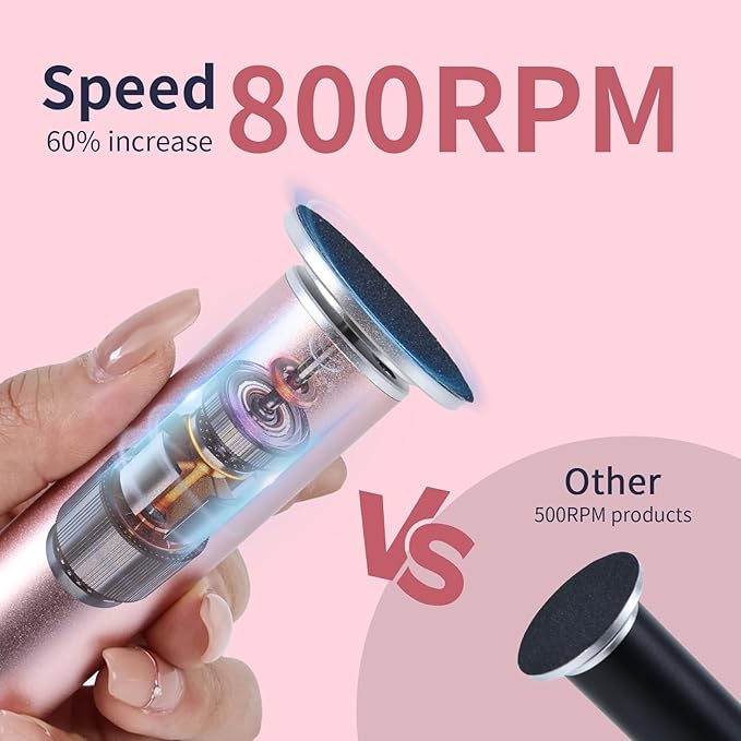 4.8IN Longer Electric Foot Callus Remover with 120pcs Sandpaper Discs, Professional Aluminum Callus Remover for Feet, Stepless Speed Control Pedicure Tools for Dead Skin (Black-pro)-Velvo Beauty