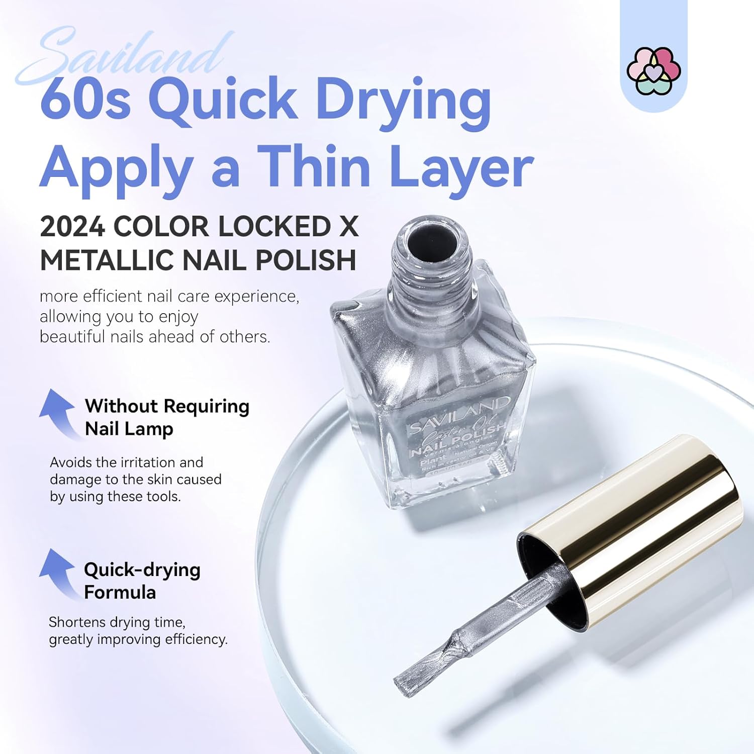 SAVILAND Silver Metallic Nail Polish: Chrome Nail Polish Air Quick Dry,10 ml Regular Fingernail Polish for Nail Art,Holographic Nail Art Polish for Finger Toe Manicure Nail Design Girls Home Salon-Velvo Beauty