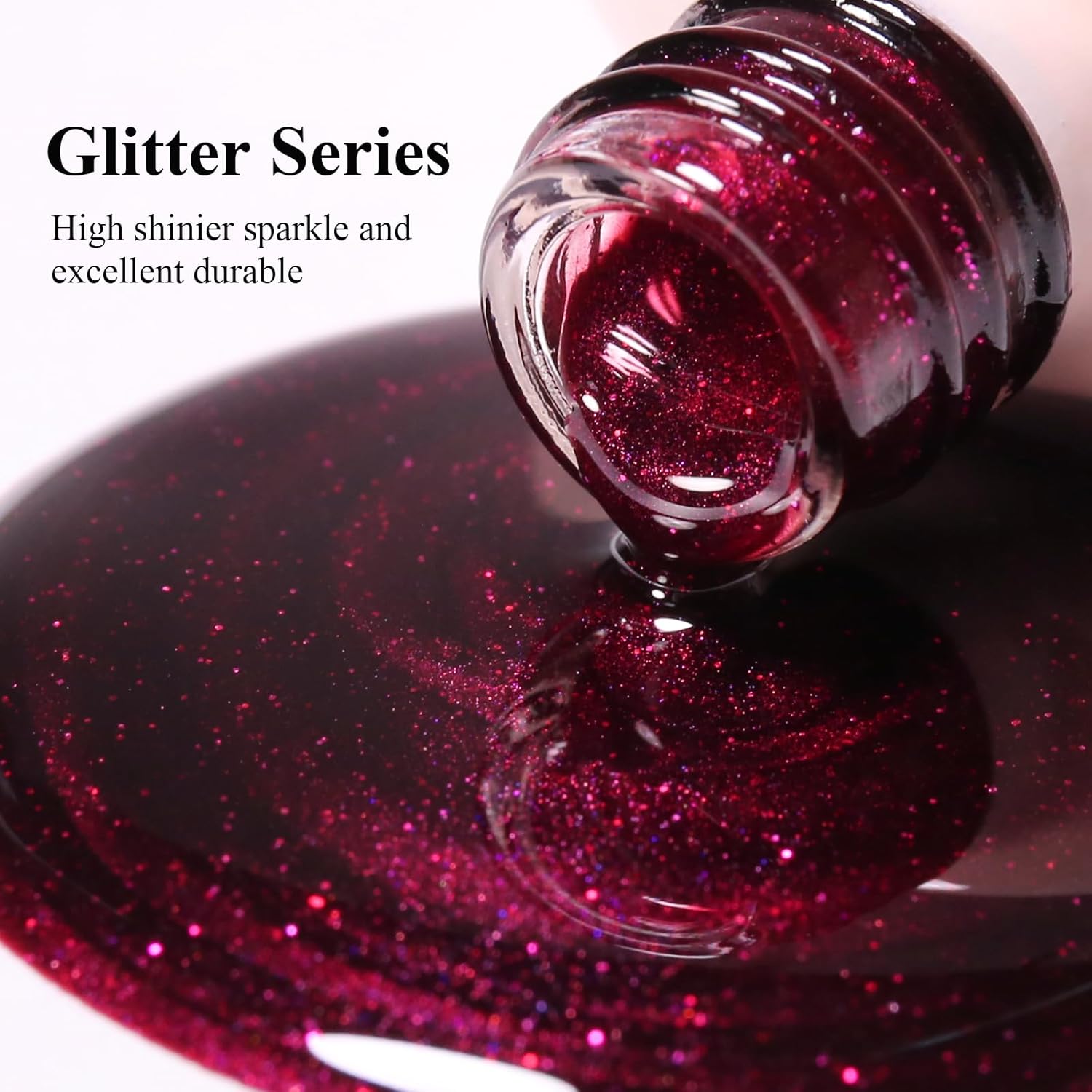 Imtiti Glitter Gel Nail Polish, Burgundy Red Iridescent Glitter Gel Polish Cherry Red Diamond Shimmer Sparkle Soak Off UV LED Nail Gel Polish Autumn Winter Gel Polish Manicure Gel Nail Kit 10ML-Velvo Beauty