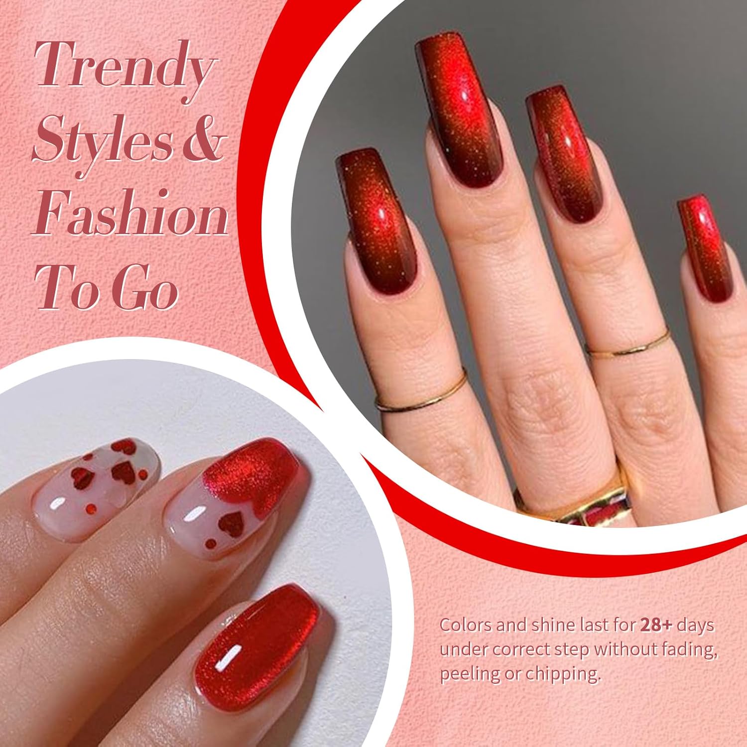 Born Pretty Cat Magnetic Eye Gel Nail Polish Ruby Red Holographic Glitter Shiny Sparkle Crystal Gel Nail Polish Magnetic Nail Polish Salon DIY at Home 15mL-Velvo Beauty