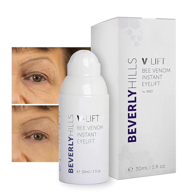 Beverly Hills V-Lift Instant Eye Lift and Eye Tuck Bee Venom Serum for Puffy Eyes, Dark Circles, Wrinkles, and Under Eye Bags Treatment for Women and Men | 30mL (120 Day Supply)-Velvo Beauty
