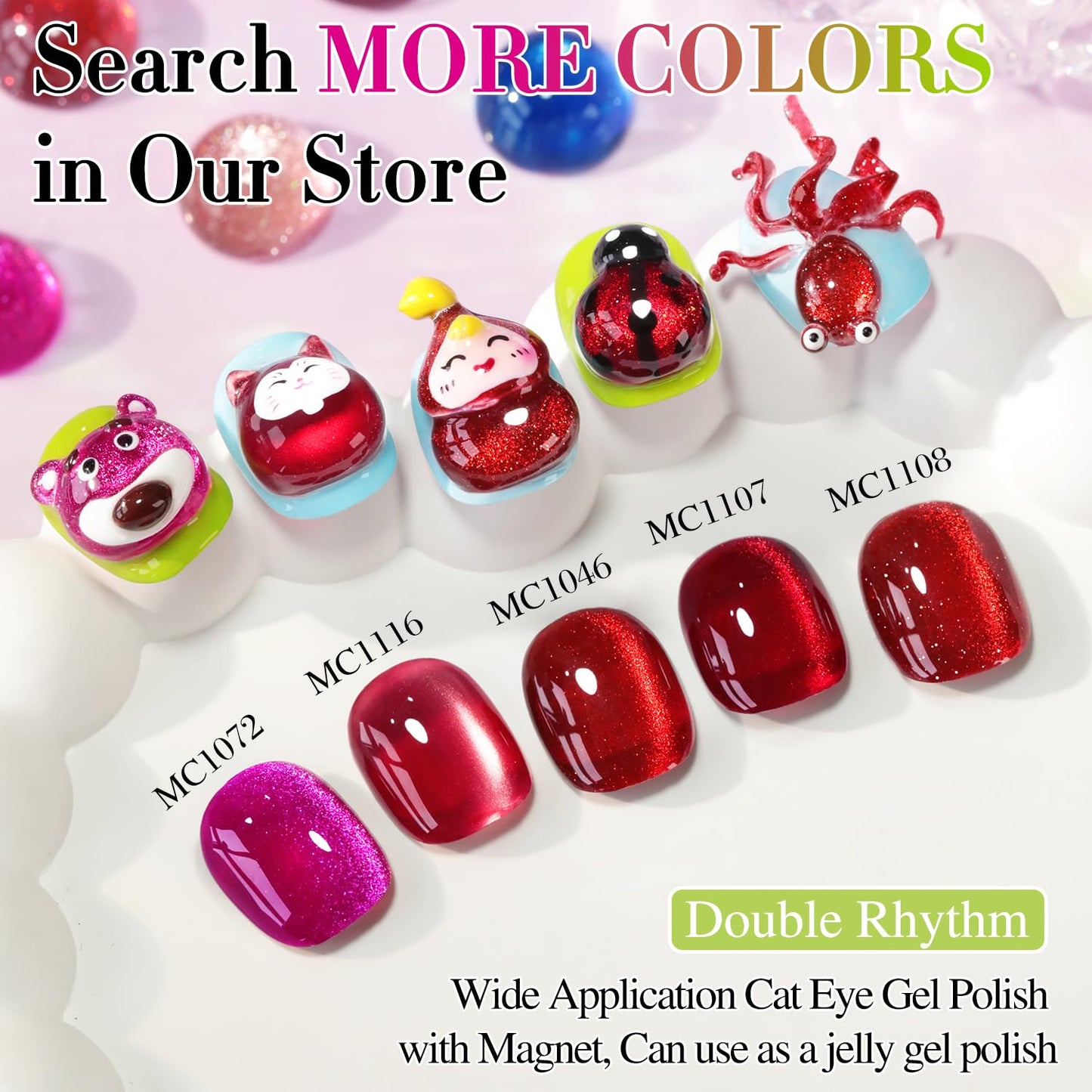 Double Rhythm 15ML Ice Glass Cat Eye Gel Polish with Magnet Holographic Glitter Shimmer Translucent Sheer Color Salon Soak Off Magnetic at Home (Pitaya Purple-MC1072)-Velvo Beauty