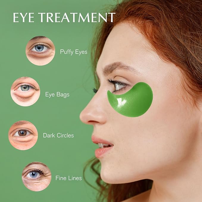 Under Eye Patches for Dark Circles: 30 Pairs Green Tea Eye Gels Pads - Reduce Eye Bags, Wrinkles & Puffy - Skin Treatment Mask Retinol Collagen - Anti Aging & Face Moisturizer For Women (Green Tea)-Velvo Beauty