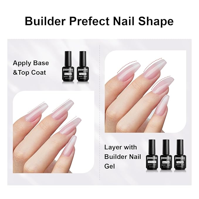 JODSONE 15ML Base Coat Top Coat and Builder Gel 3 PCS Gel Polish for Salon and Home Use-Velvo Beauty