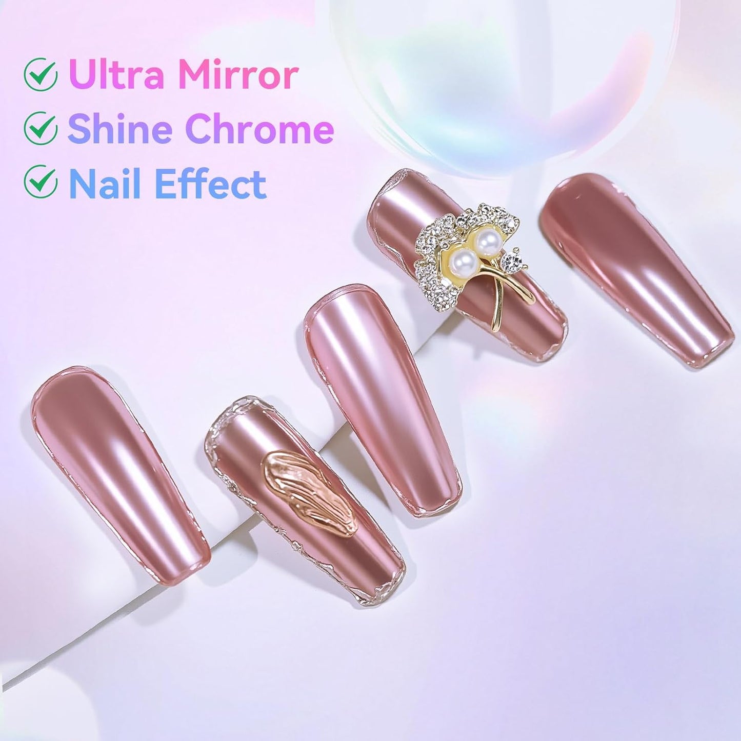 Makartt No Wipe Gel Top Coat for Chrome Nail Powder - Clear High Gloss Mirror Shine Top Coat Gel Nail Polish, Long Lasting Soak-Off LED UV Lamp, DIY Home Salon Art Design Gifts, 8ml Pink Bottle-Velvo Beauty