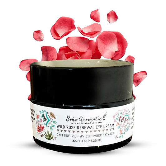 Wild Rose Renewal Eye Cream, Under Eye Cream, Natural Eye Cream for dark circles and fine lines, Green Beauty Product for under Eye area, Natural Skin Care .55 FL OZ (16.26ml)-Velvo Beauty