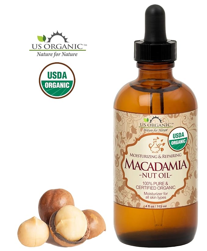 US Organic Macadamia Nut Oil Unrefined Virgin, Certified Organic, Pure & Natural, Cold Pressed, Sourced in Kenya, in Amber Glass Bottle w/Glass Eye dropper for Easy Application (4 oz (Large))-Velvo Beauty