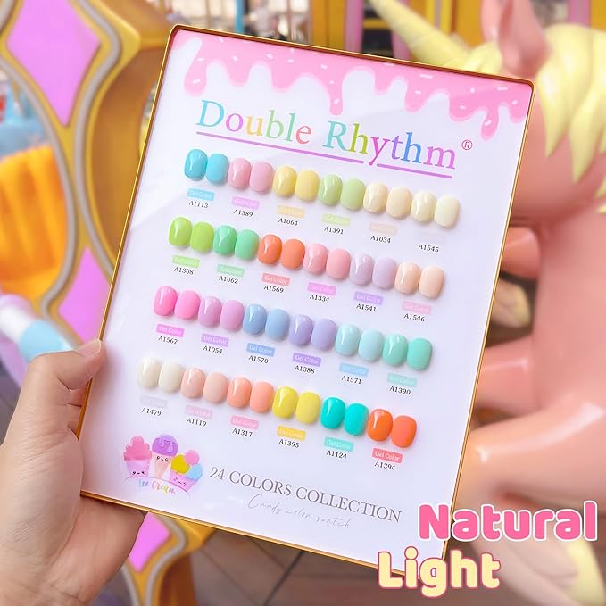 Double Rhythm 28Pcs 0.5Oz Gel Nail Polish Set Same Color Same Bottle Soak Off Gel Polish Kit Nail Art Manicure Salon DIY at Home for Women (Pastel Candy Collection-T24-5)-Velvo Beauty
