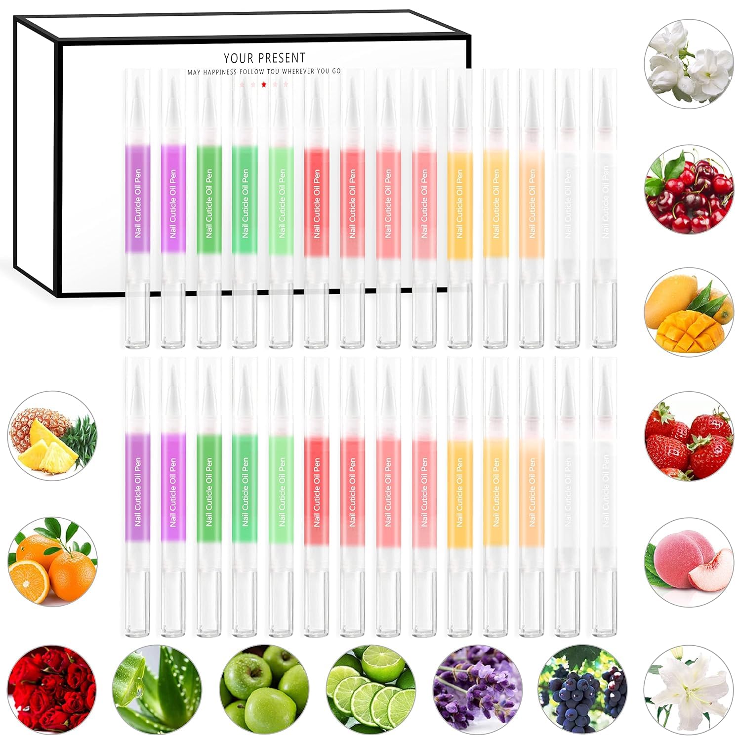 28Pcs Nail Cuticle Oils Nutrition Oil Pen Nail Nourishment Pens 28 Smell Cuticle Revitalizer for Agnail Nourish Skin NailCare (28pcs)-Velvo Beauty