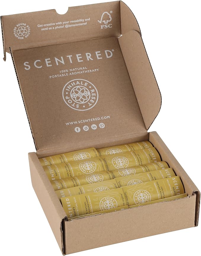 Scentered Party Favors for Wedding, Anniversary, Birthday - 30 x Mini Aromatherapy Inhaler Balm Sticks - Happy: Uplifting Essential Oils Blend - Adult Party Favors for Women & Men-Velvo Beauty