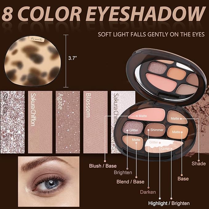 All in One Makeup Kit for Women Full Kit, Basic Cosmetics Kit for Beginner & Professionals, Eye Makeup Set Tween Girl, Make Up Kits for Teenagers, Makeup Gift Set for Girls, Women & Teens(Amber Pink)-Velvo Beauty