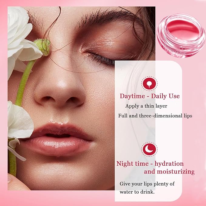 2 PCS Lip Balm Honey Pot, Honey & Strawberry Lip Sleeping Mask Vitamin E & Moisturizing Propolis Lip Balm with Stick, Prevention Dry and Cracked Lip Scrubs Exfoliator Lip Wrinkle-Velvo Beauty