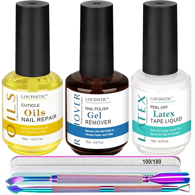 Gel Nail Polish Remover - Gel Polish Remover Kit with Cuticle Oil & Latex Tape & Colored Peel Off Manicure Tools, Gel Remover for Nails 2-5 Minutes, No Soaking,Wrapping-Velvo Beauty