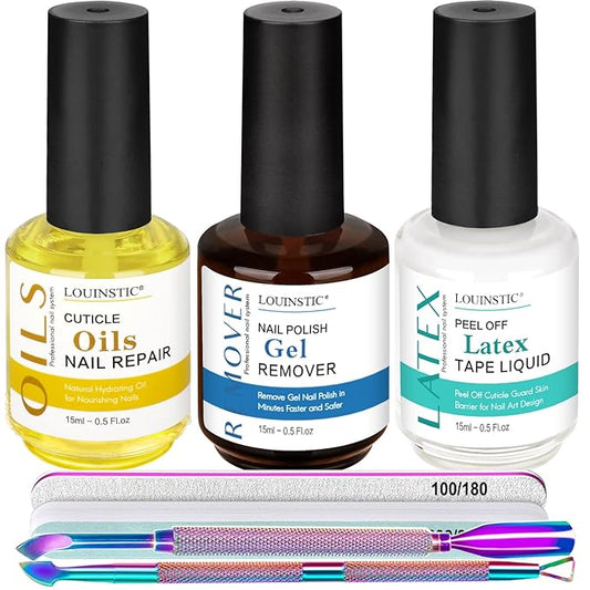 Gel Nail Polish Remover - Gel Polish Remover Kit with Cuticle Oil & Latex Tape & Colored Peel Off Manicure Tools, Gel Remover for Nails 2-5 Minutes, No Soaking,Wrapping-Velvo Beauty