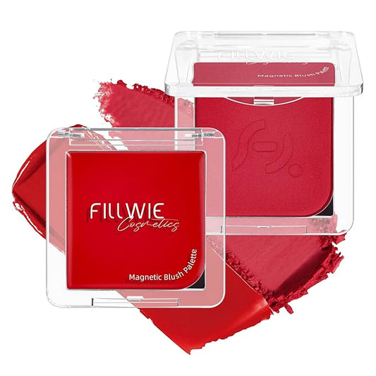 Blush Palette Duo – Cream & Powder Blush Set in Classic Red, Long-Wearing & Moisturizing, Easy to Blend, Radiant Coverage for Cheeks, Eyes & Lips, Magnetic Palette Compatible (2Pack,Merlot Mood)-Velvo Beauty