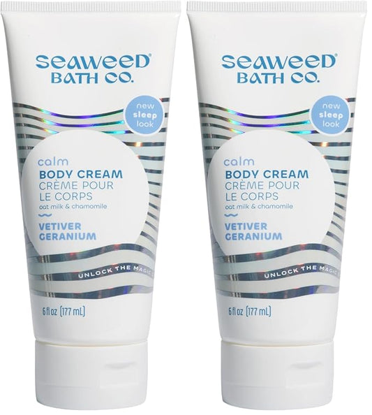 The Seaweed Bath Co. Sleep Body Cream, Calm, Nutrient-Rich Bladderwrack Seaweed, Vegan, Paraben Free, 6 fl. oz. (Pack of 2)-Velvo Beauty