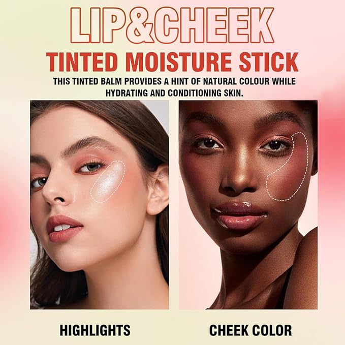 Multi-Use Makeup Blush Stick, Beauty Tinted Solid Blush Stick, 3-in-1 Cream Blush Stick for Cheek/Eyes/Lips, Waterproof Moisturizer Stick, Suitable for All Skin (02# Coral Orange)-Velvo Beauty