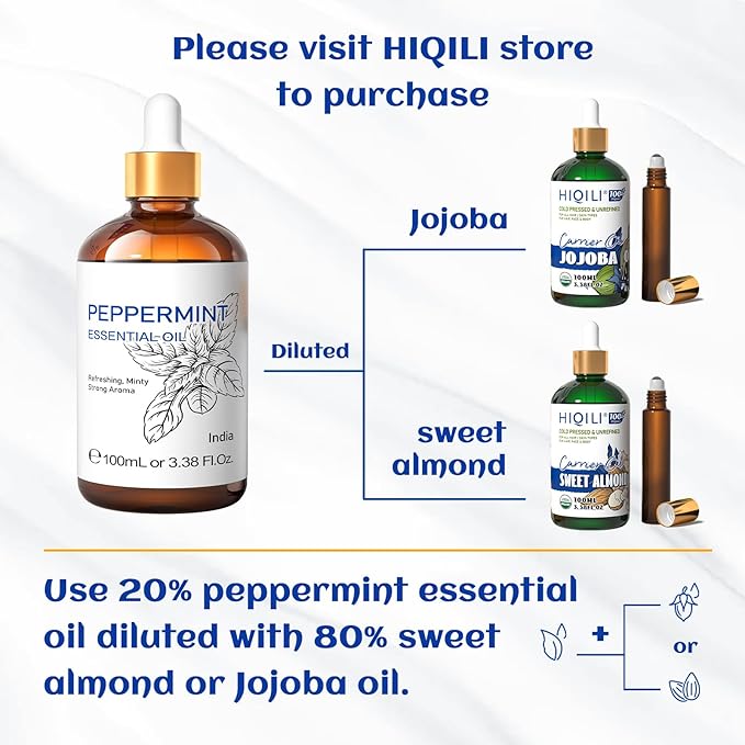 HIQILI 1 Fl Oz Peppermint Oil, for Homemade Spray, Diffuser, 100% Pure Natural 30ML-Velvo Beauty