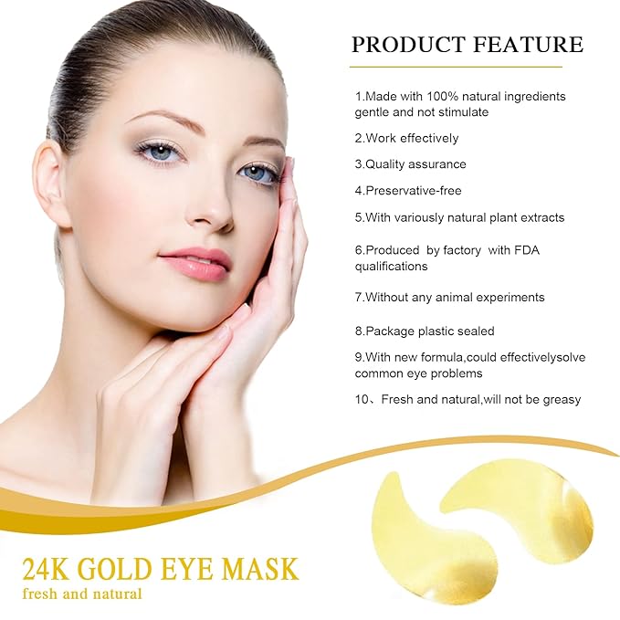 Nuonove 30 Pairs Under Eye Mask, 24k Gold Under Eye Patches, Brightening Eye Mask, Collagen Eye Mask Patches, Gold Eye Patches for Puffy Eyes, Wrinkles, Dark Circles, Eye Bags-Velvo Beauty