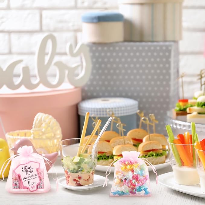 Demissle 50 Pcs Baby Shower Lip Balm Gift Set with 100 Pcs Organza Bags Baby Shower Party Favor for Guest Thank You Tag Rope Baby Shower Party Decoration Gender Reveal Souvenirs(Elephant)-Velvo Beauty